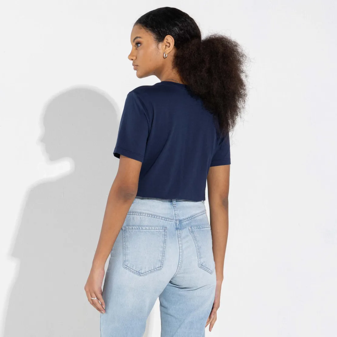 Camisetas>Basico.com Camiseta Algodão Premium Gola U Feminina | Everyday Collection - Azul
