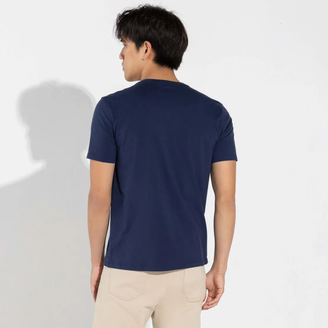 Camisetas>Basico.com Camiseta Algodão Premium Gola V Masculina | Everyday Collection - Azul