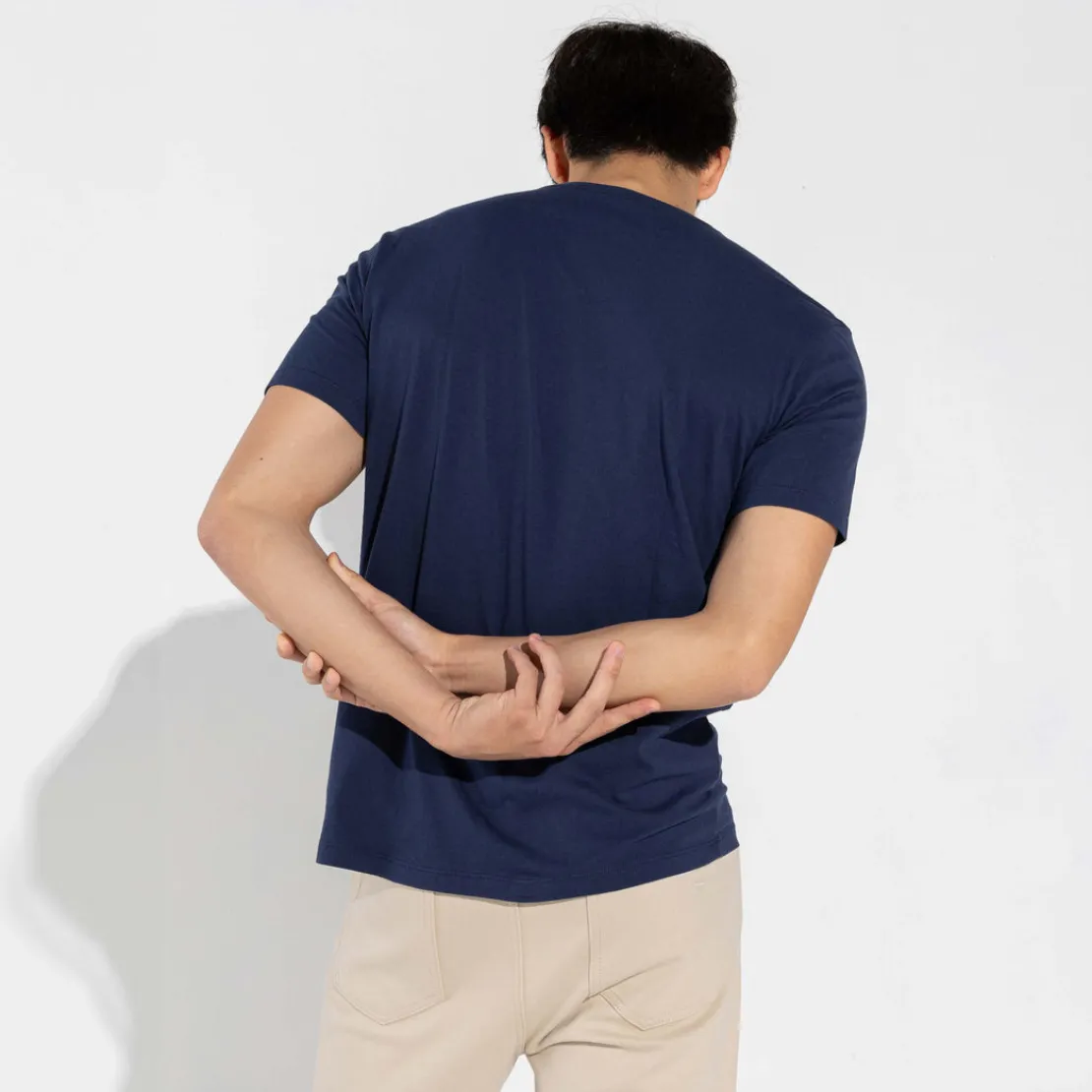 Camisetas>Basico.com Camiseta Algodão Premium Gola V Masculina | Everyday Collection - Azul
