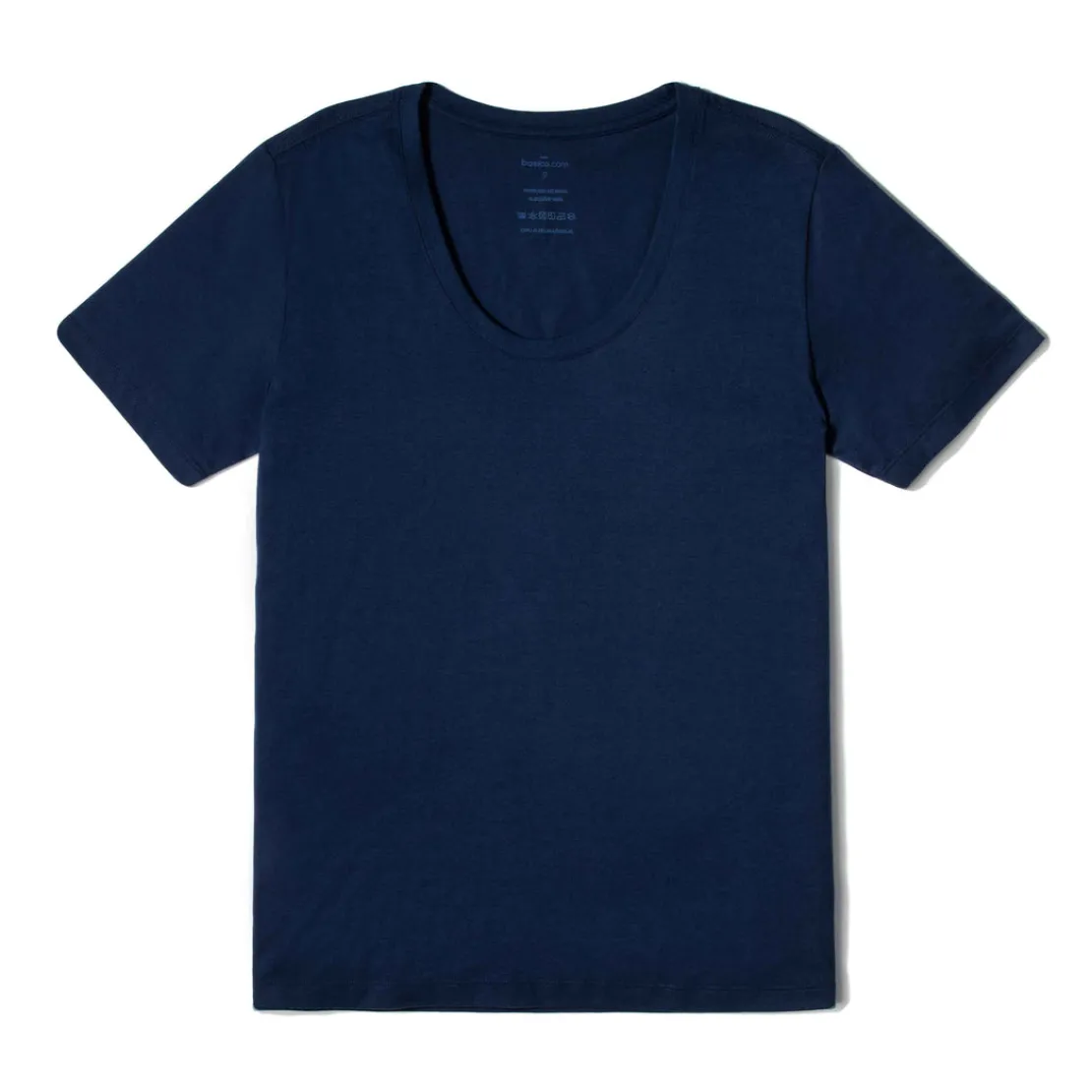 Camisetas>Basico.com Camiseta Algodão Premium Gola U Feminina | Everyday Collection - Azul