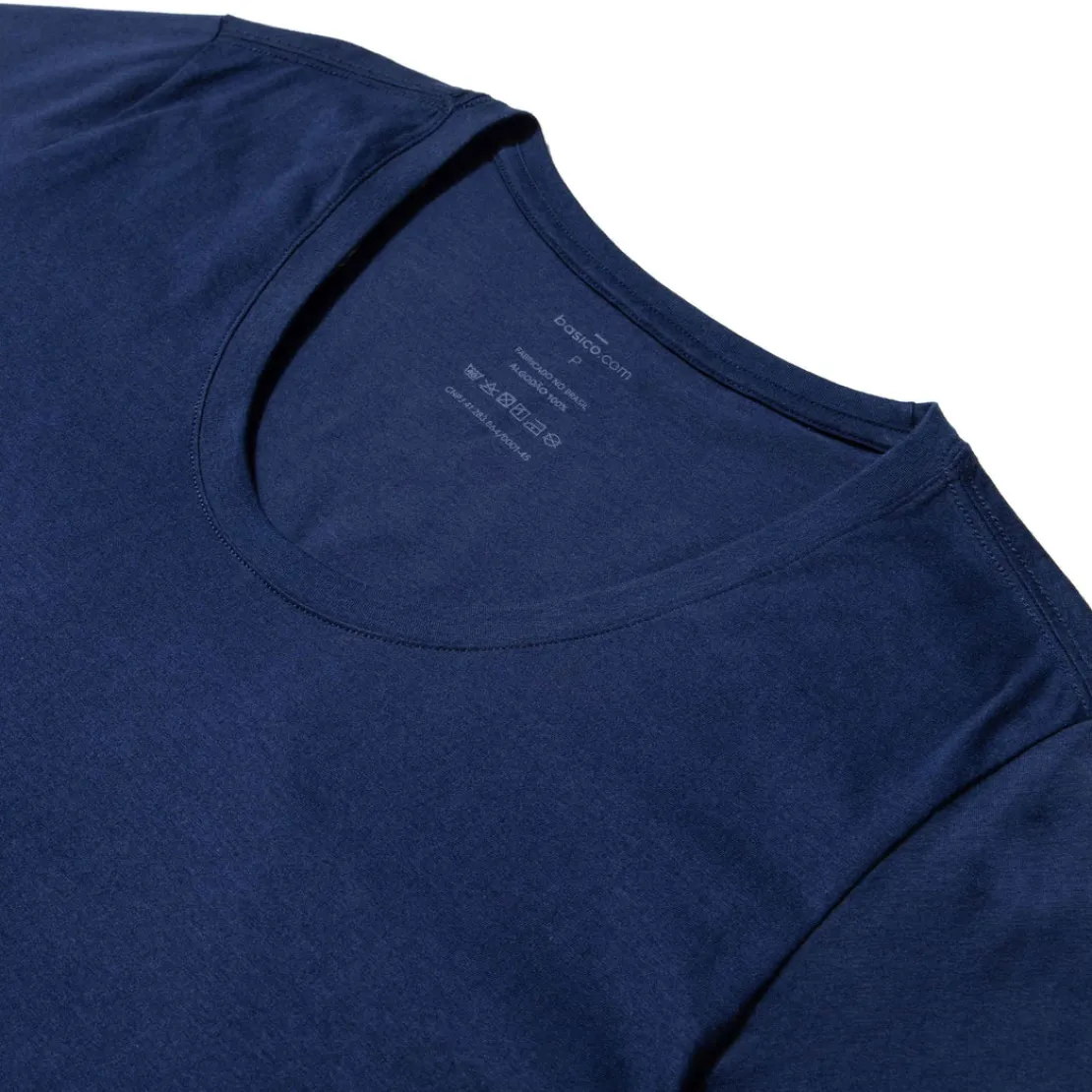 Camisetas>Basico.com Camiseta Algodão Premium Gola U Feminina | Everyday Collection - Azul