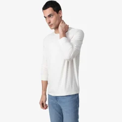 Linho | Camisetas>Basico.com Camiseta Blend Linho Manga Longa Masculina - Natural