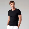 Camisetas>Basico.com Camiseta Confort Canelada Masculina - Preto