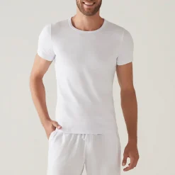 Camisetas>Basico.com Camiseta Confort Canelada Masculina - Branco