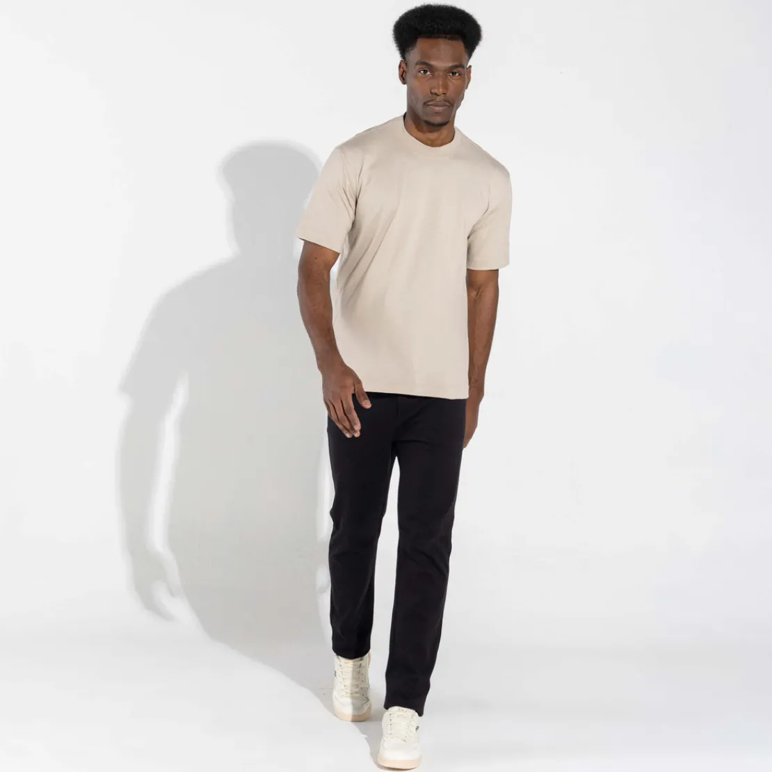 Camisetas | Algodão Pima>Basico.com Camiseta Cotton Pima Masculina - Bege Aveia