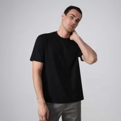 Camisetas | Algodão Pima>Basico.com Camiseta Cotton Pima Masculina - Preto
