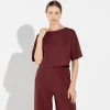 Camisetas | Camisetas>Basico.com Camiseta Dense Viscose Pregas Feminina - Bordô