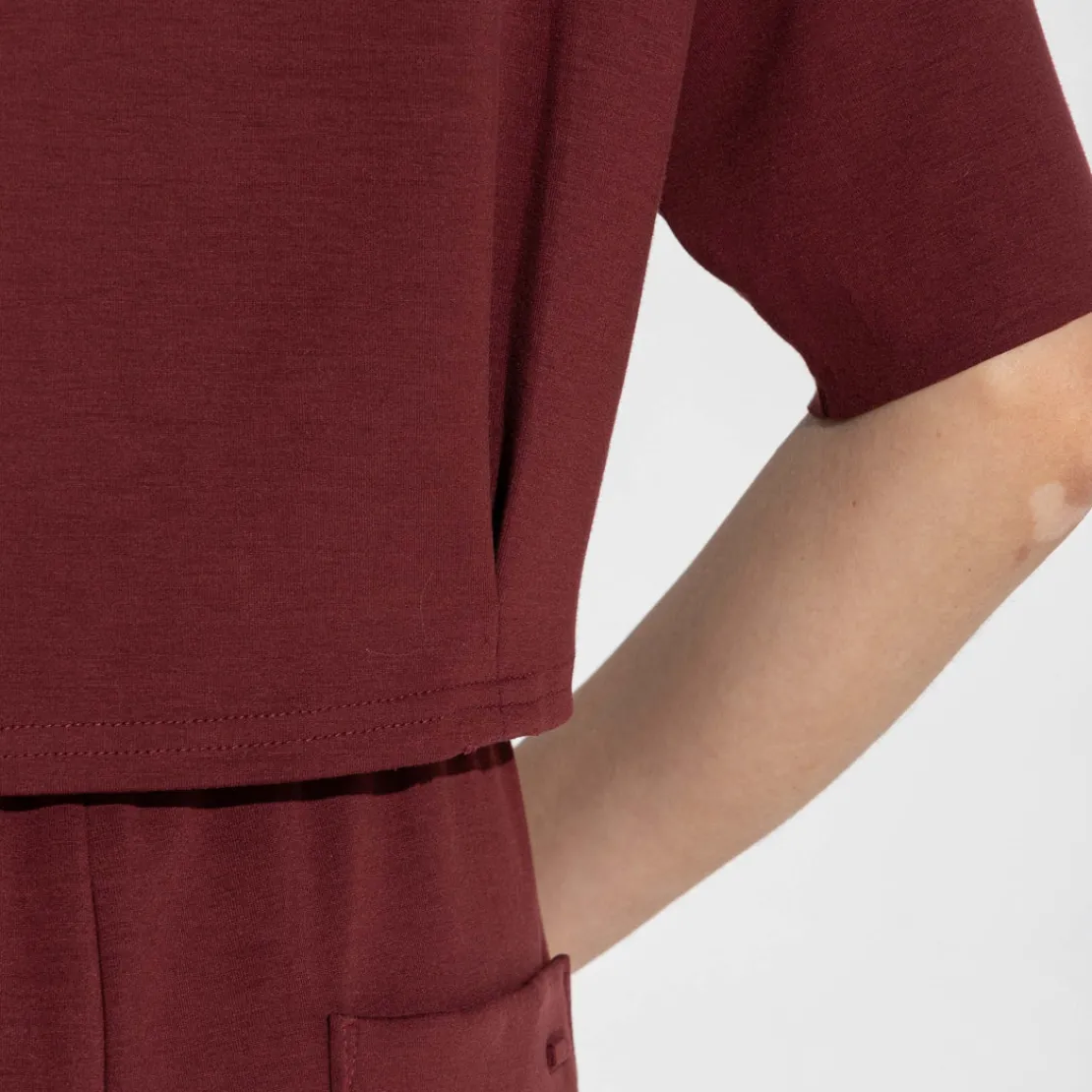 Camisetas | Camisetas>Basico.com Camiseta Dense Viscose Pregas Feminina - Bordô