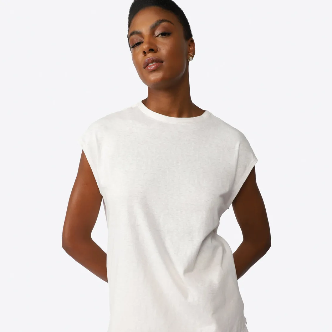 Linho | Camisetas>Basico.com Camiseta Malha Linho Feminina - Off White