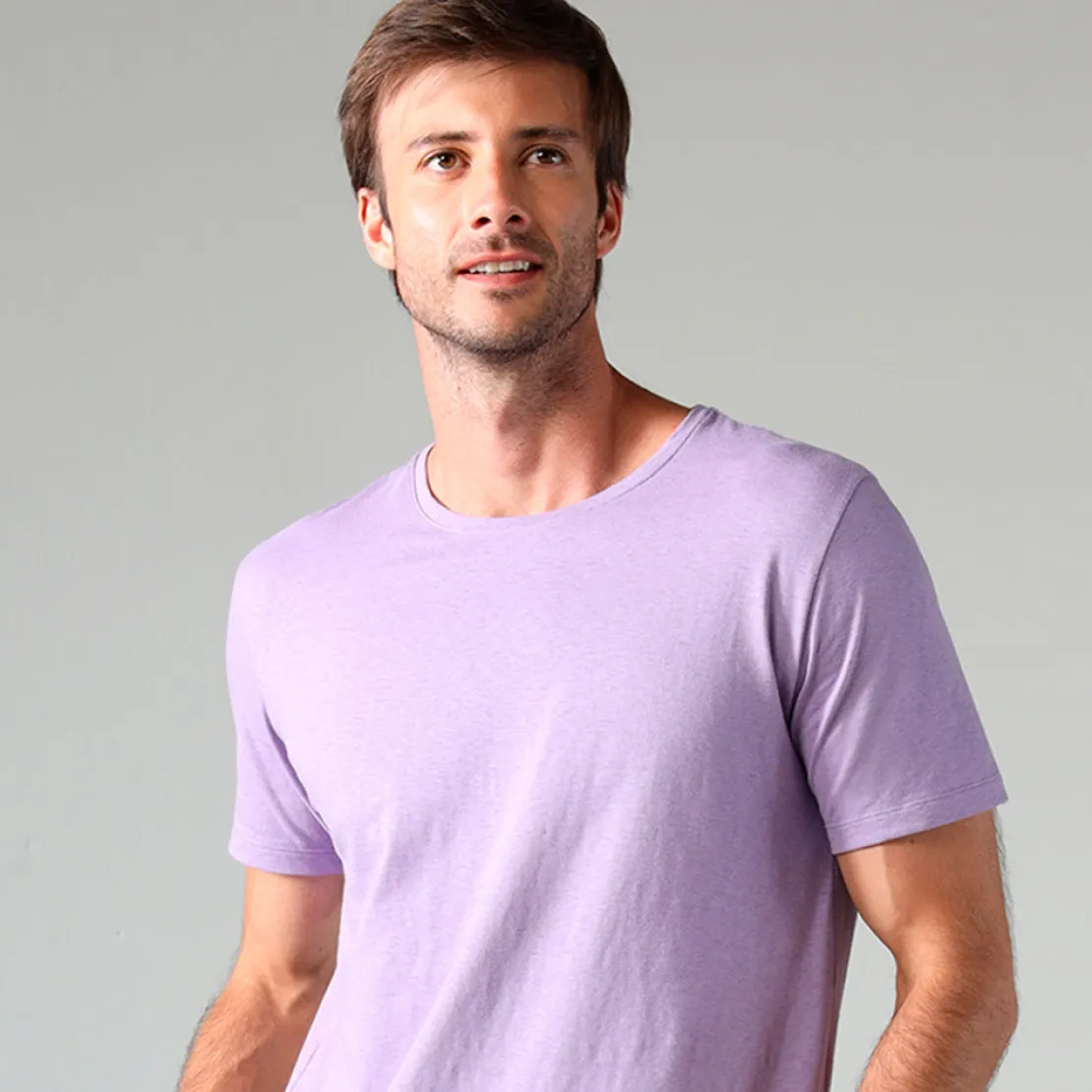 Linho | Camisetas>Basico.com Camiseta Malha Linho Masculina - Lilás