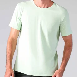 Linho | Camisetas>Basico.com Camiseta Malha Linho Masculina - Verde Menta