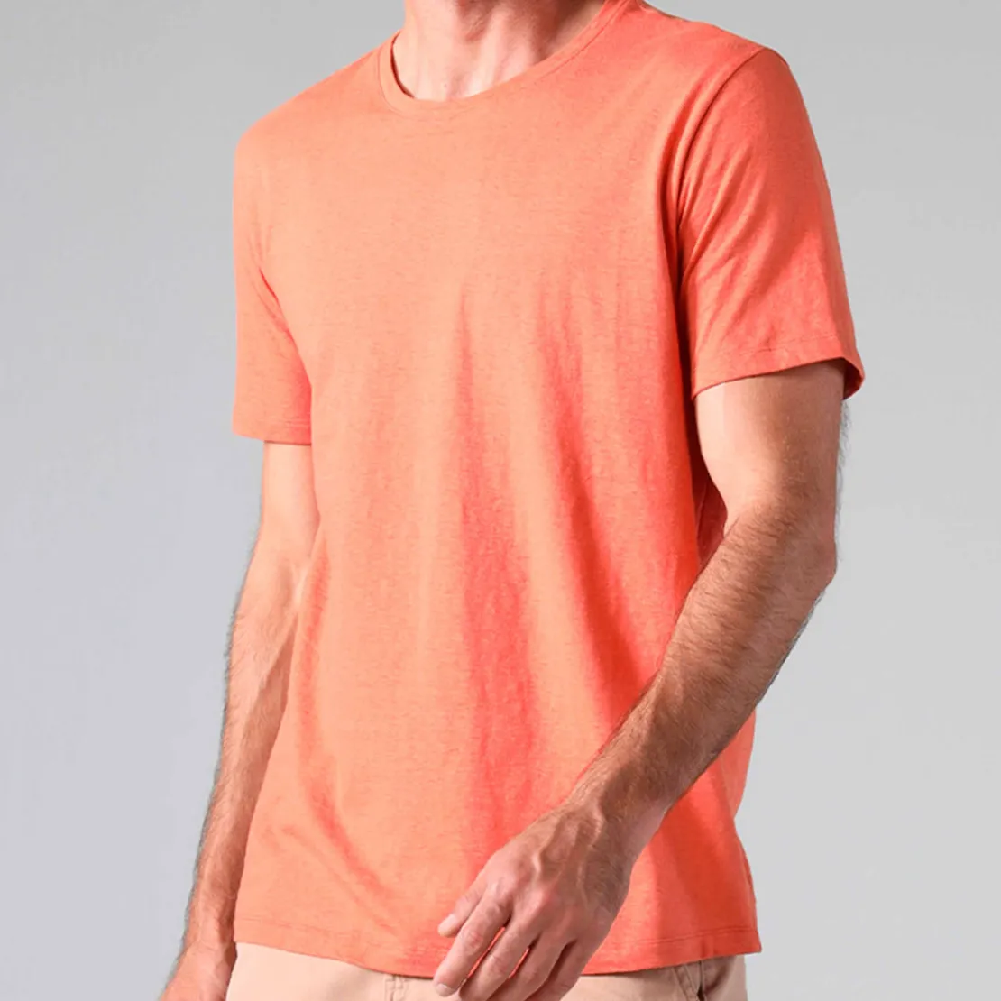 Linho | Camisetas>Basico.com Camiseta Malha Linho Masculina - Marrom Telha