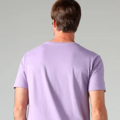 Linho | Camisetas>Basico.com Camiseta Malha Linho Masculina - Lilás