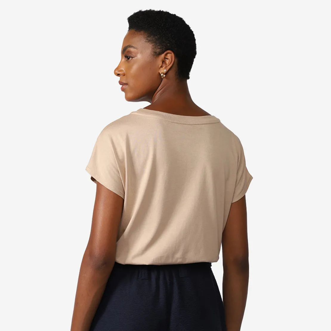 Algodão Pima | Camisetas>Basico.com Camiseta Pima Ampla Feminina - Bege Camel