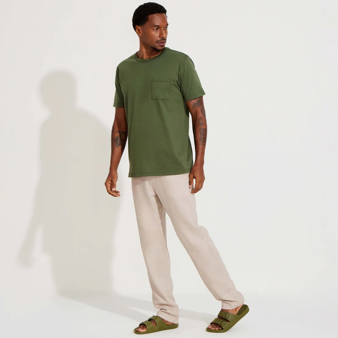 Algodão Pima | Camisetas>Basico.com Camiseta Pima Bolso Masculina | Life Collection - Verde Figo
