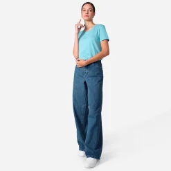 Algodão Pima | Camisetas>Basico.com Camiseta Pima Feminina | Life Collection - Azul Turquesa