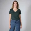 Algodão Pima | Camisetas>Basico.com Camiseta Pima Gola U Feminina | Life Collection - Verde Cedro