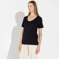 Algodão Pima | Camisetas>Basico.com Camiseta Pima Gola U Feminina | Life Collection - Preto