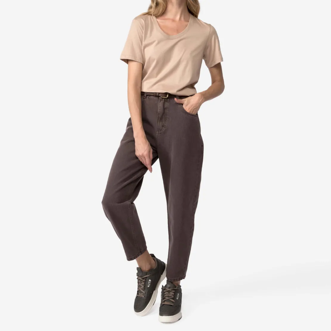 Algodão Pima | Camisetas>Basico.com Camiseta Pima Gola U Feminina | Life Collection - Bege Camel