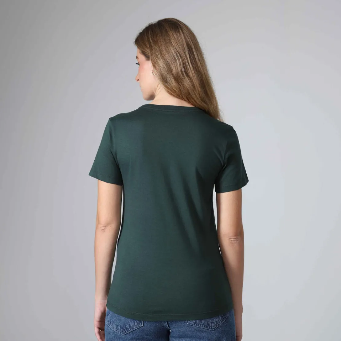 Algodão Pima | Camisetas>Basico.com Camiseta Pima Gola U Feminina | Life Collection - Verde Cedro