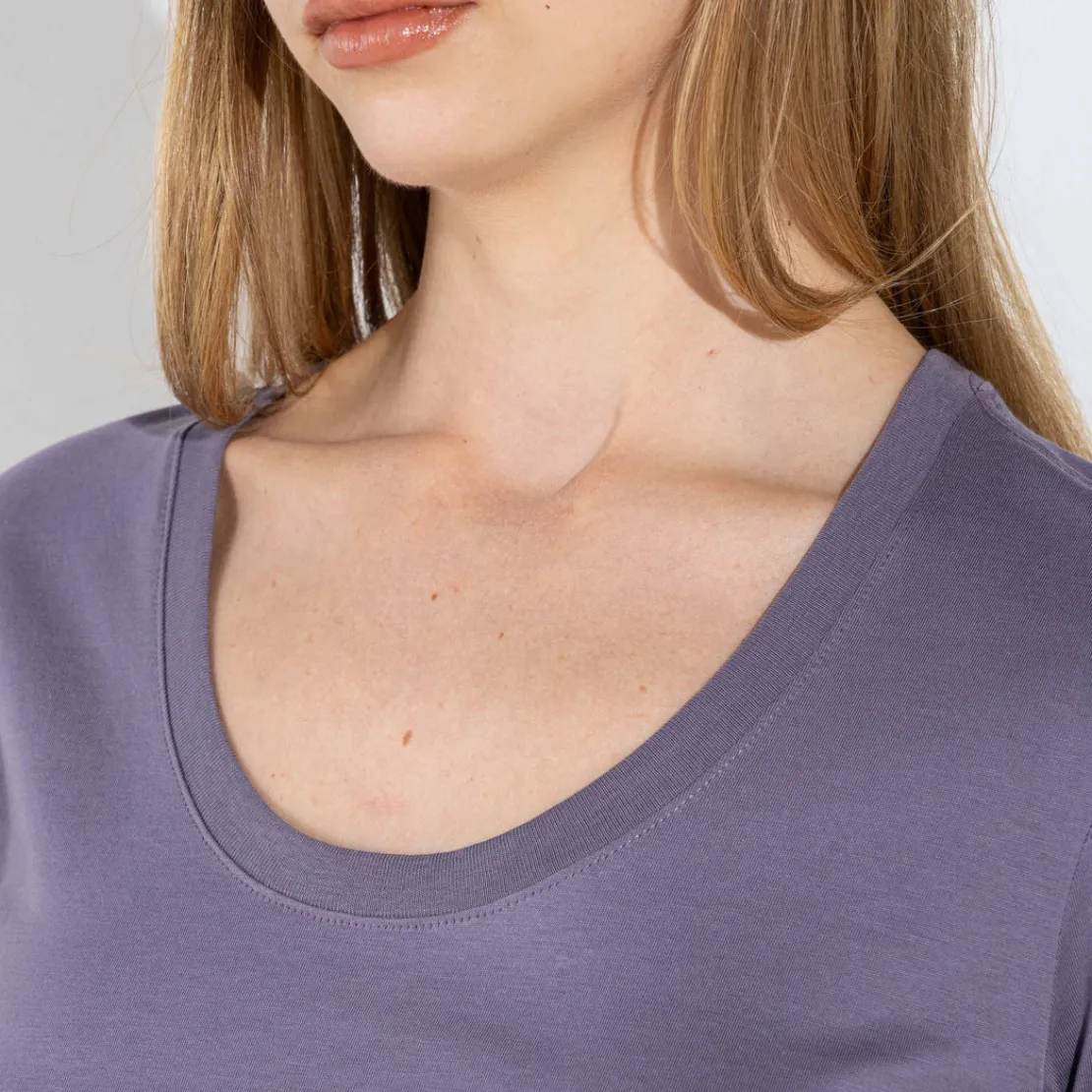 Camisetas | Algodão Pima>Basico.com Camiseta Pima Gola U Feminina | Life Collection - Mirtilo