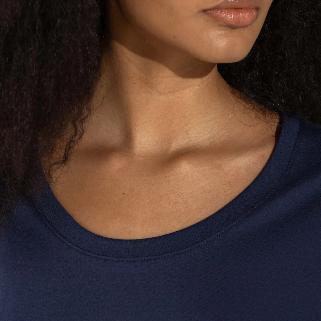 Algodão Pima | Camisetas>Basico.com Camiseta Pima Gola U Feminina | Life Collection - Azul Marinho