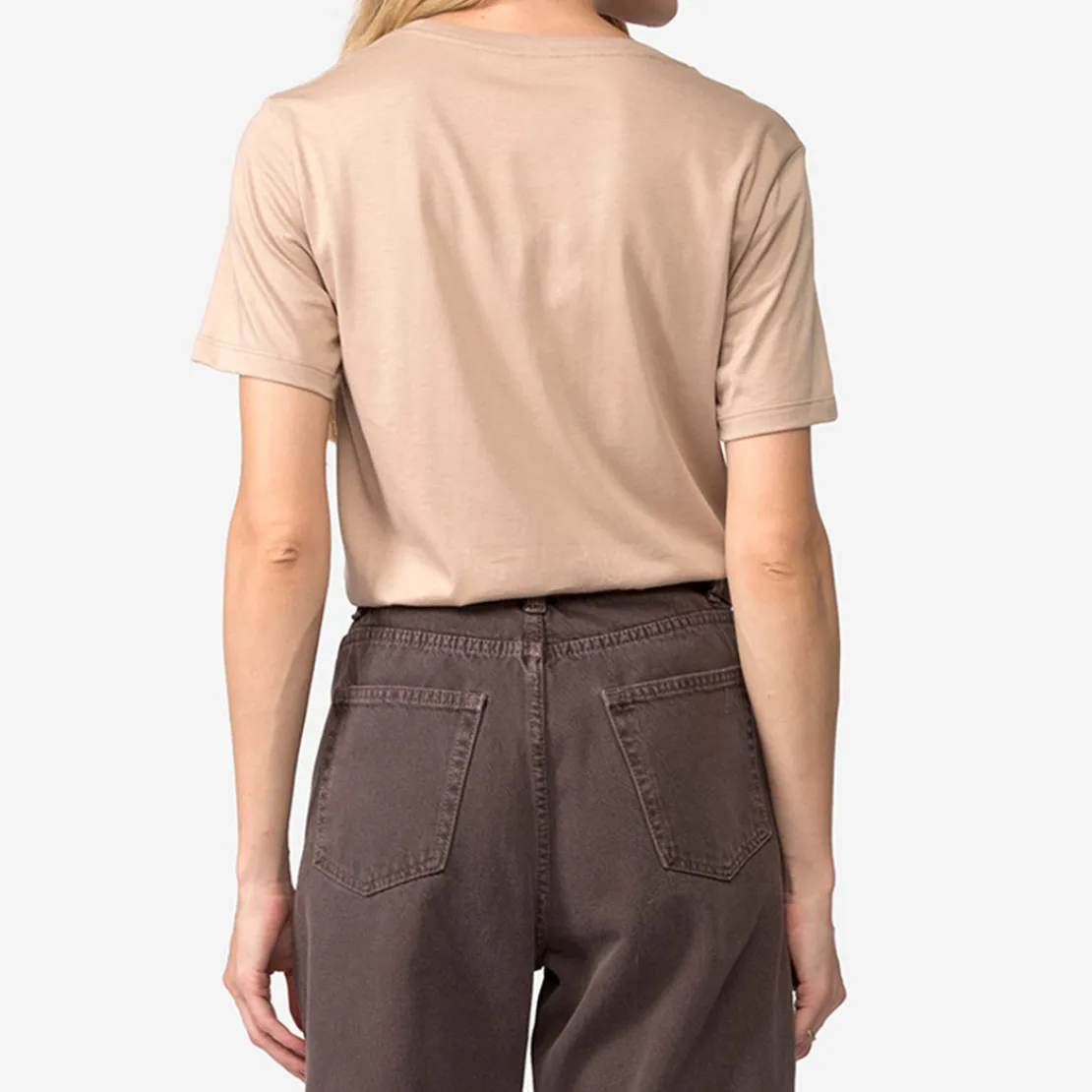 Algodão Pima | Camisetas>Basico.com Camiseta Pima Gola U Feminina | Life Collection - Bege Camel