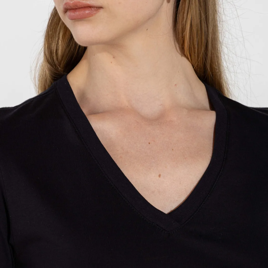 Algodão Pima | Camisetas>Basico.com Camiseta Pima Gola V Feminina | Life Collection - Preto