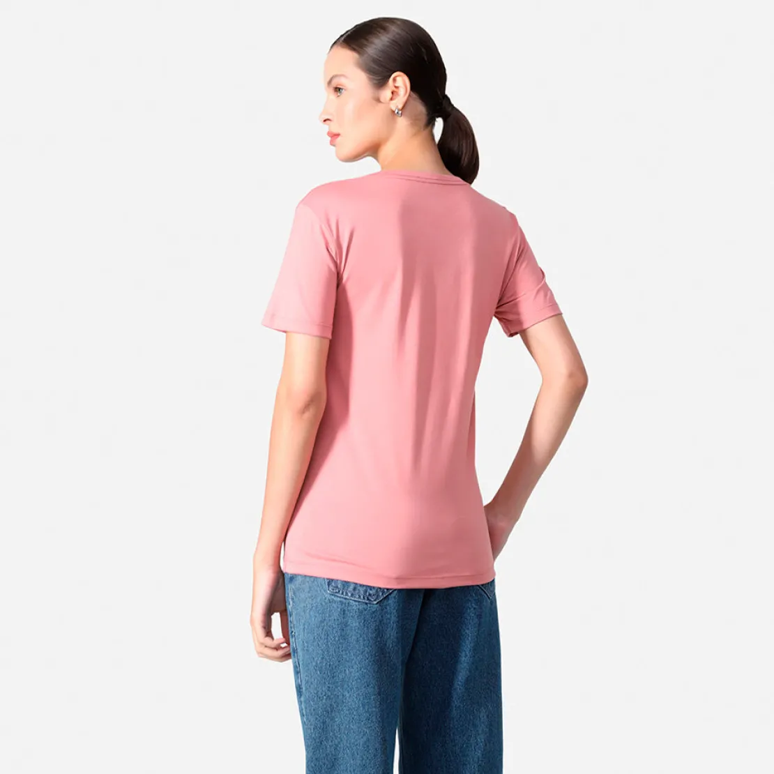 Algodão Pima | Camisetas>Basico.com Camiseta Pima Gola V Feminina | Life Collection - Rose