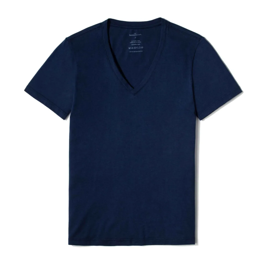Algodão Pima | Camisetas>Basico.com Camiseta Pima Gola V Feminina | Life Collection - Azul Marinho
