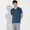 Camisetas | Algodão Pima>Basico.com Camiseta Pima Gola V Masculina | Life Collection - Azul Carbono