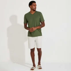 Algodão Pima | Camisetas>Basico.com Camiseta Pima Gola V Masculina | Life Collection - Verde Figo