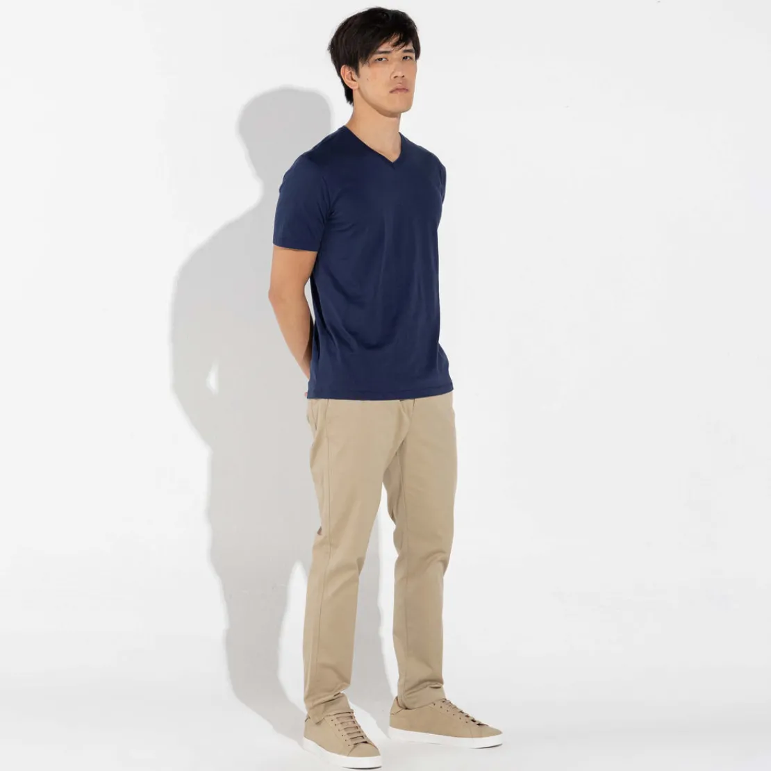 Algodão Pima | Camisetas>Basico.com Camiseta Pima Gola V Masculina | Life Collection - Azul Marinho