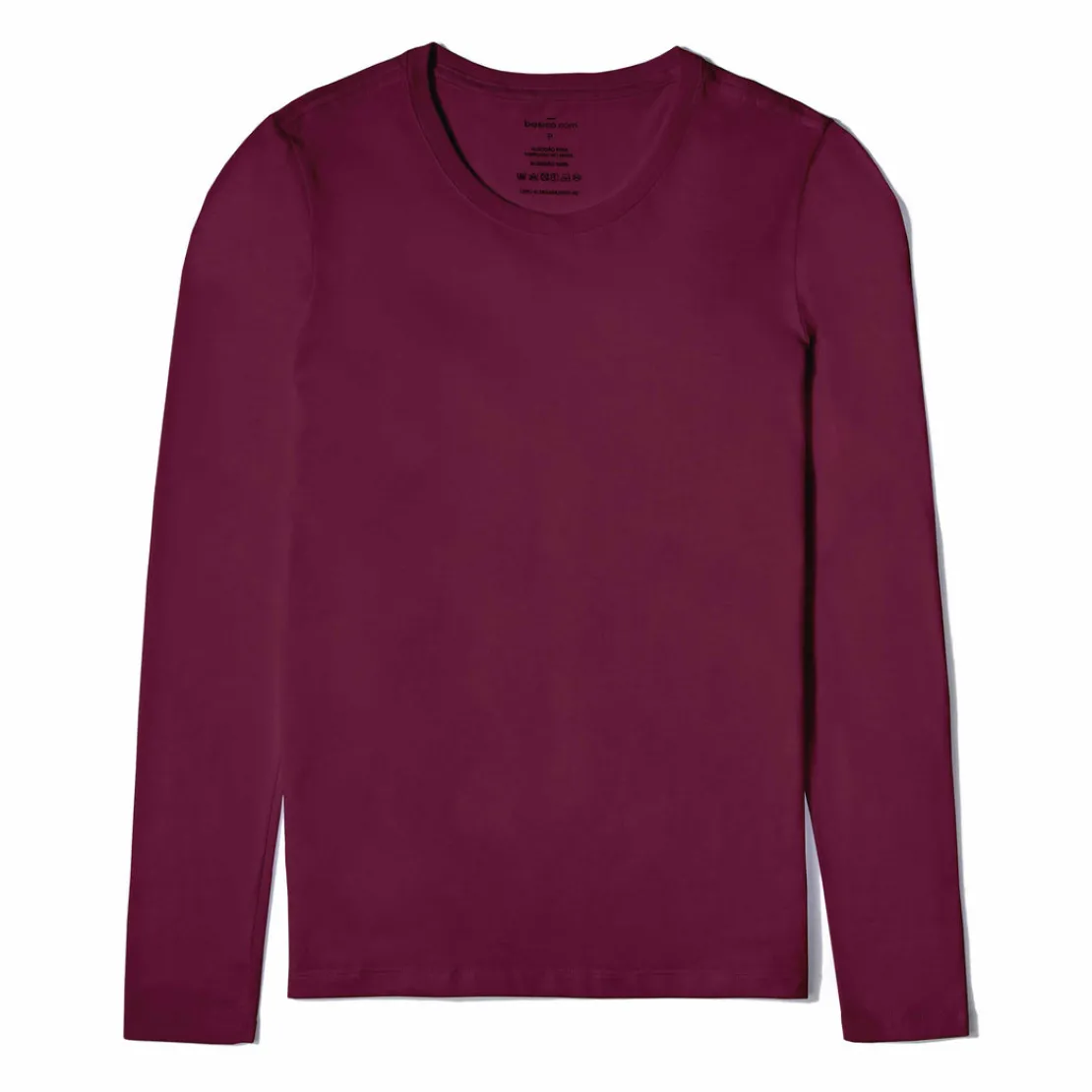 Algodão Pima | Camisetas>Basico.com Camiseta Pima Manga Longa Feminina | Life Collection - Marsala