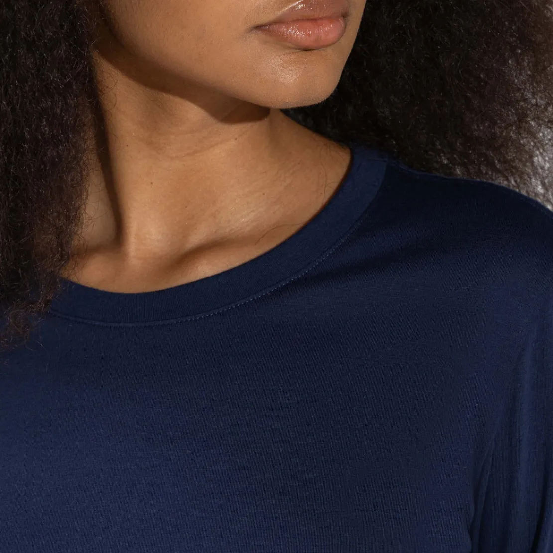 Algodão Pima | Camisetas>Basico.com Camiseta Pima Manga Longa Feminina | Life Collection - Azul Marinho