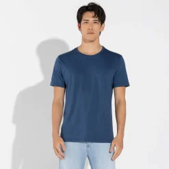 Camisetas | Algodão Pima>Basico.com Camiseta Pima Masculina | Life Collection - Azul Carbono