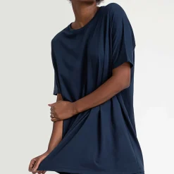 Algodão Pima | Camisetas>Basico.com Camiseta Pima Oversized Feminina | Life Collection - Azul Marinho