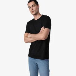 Algodão Pima | Camisetas>Basico.com Camiseta Pima Punho Masculina | Life Collection - Preto