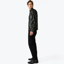 Couro | Jaquetas E Casacos>Basico.com Jaqueta Couro Masculina - Preto