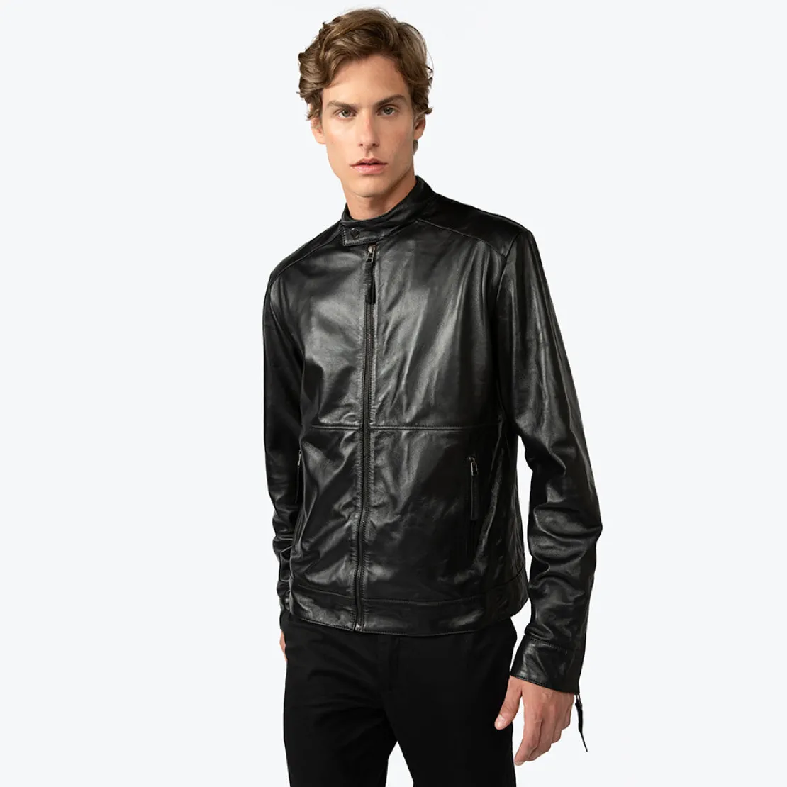 Couro | Jaquetas E Casacos>Basico.com Jaqueta Couro Masculina - Preto