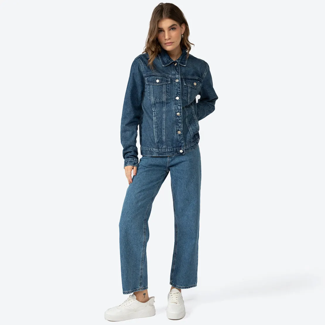 Jaquetas | Jeans>Basico.com Jaqueta Jeans Feminina - Azul Jeans Médio