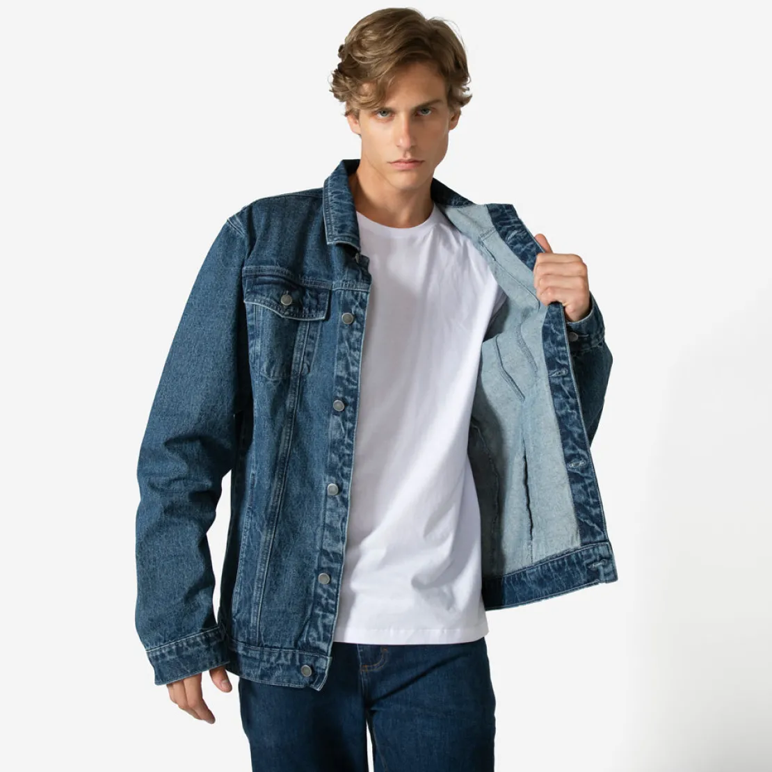 Jeans | Jaquetas E Casacos>Basico.com Jaqueta Jeans Masculina - Azul Jeans Médio