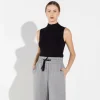 Regatas | Regatas>Basico.com Regata Canelado Algodão Gola Alta Feminina - Preto
