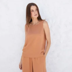 Viscose | Regatas>Basico.com Regata Viscose Feminina - Bege Camel