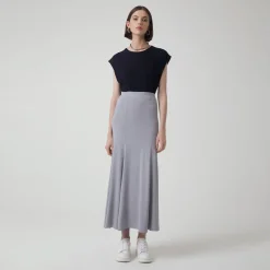 Viscose | Saias E Shorts>Basico.com Saia Longa Viscose Evasê - Cinza Claro