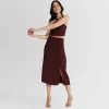 Viscose | Saias E Shorts>Basico.com Saia Midi Cinto Nó - Vermelho Vinho
