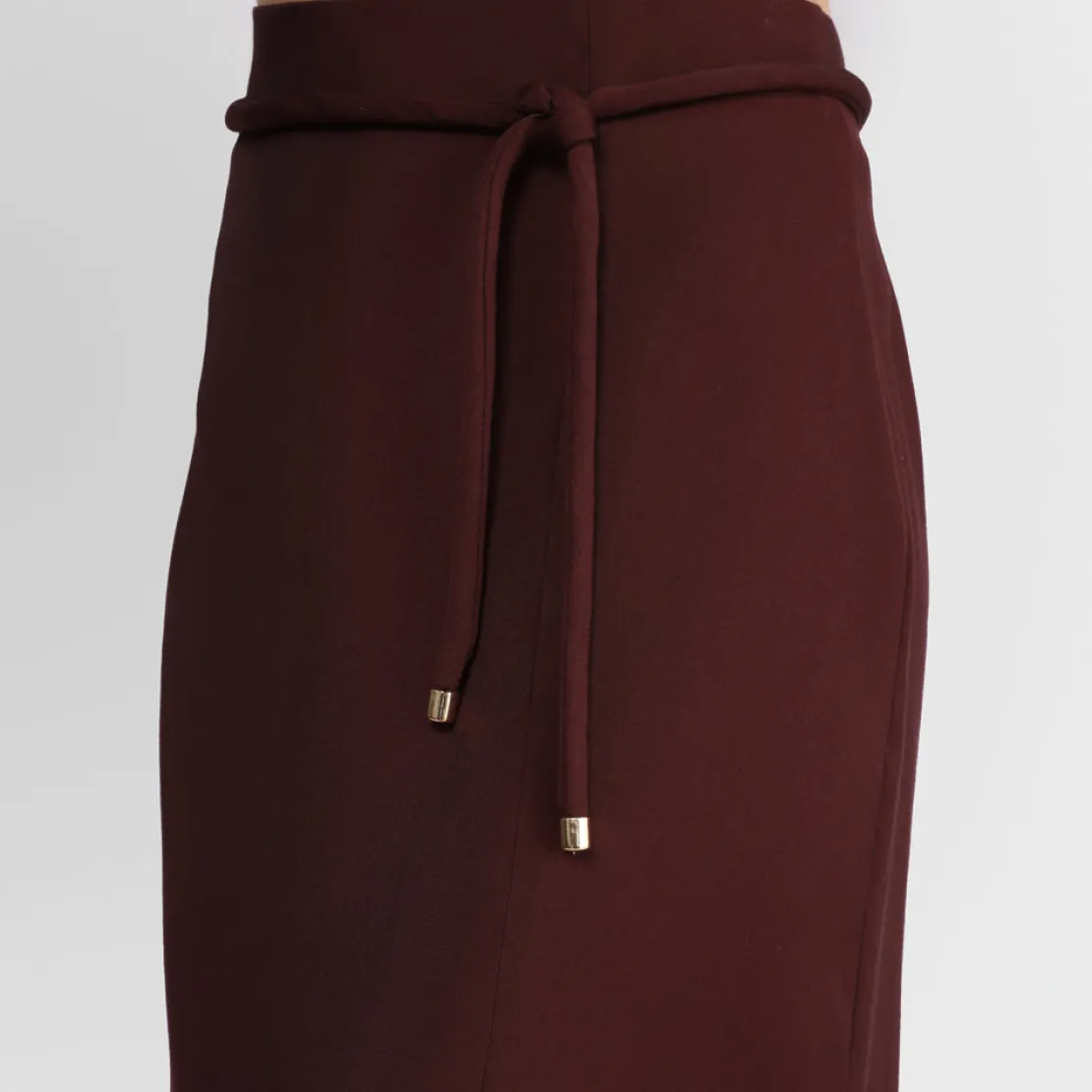 Viscose | Saias E Shorts>Basico.com Saia Midi Cinto Nó - Vermelho Vinho
