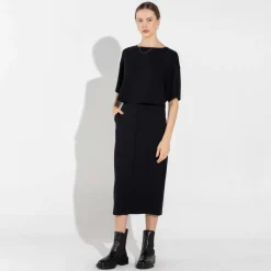 Saias | Saias E Shorts>Basico.com Saia Midi Dense Viscose - Preto