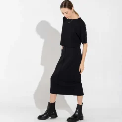 Saias | Saias E Shorts>Basico.com Saia Midi Dense Viscose - Preto