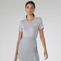 Saias E Shorts>Basico.com Saia Midi Malha Estruturada - Mescla Claro